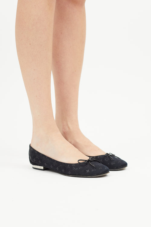 Louis Vuitton Black Satin Monogram Ballet Flat