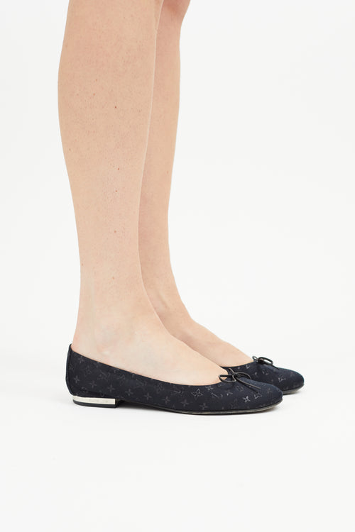 Louis Vuitton Black Satin Monogram Ballet Flat