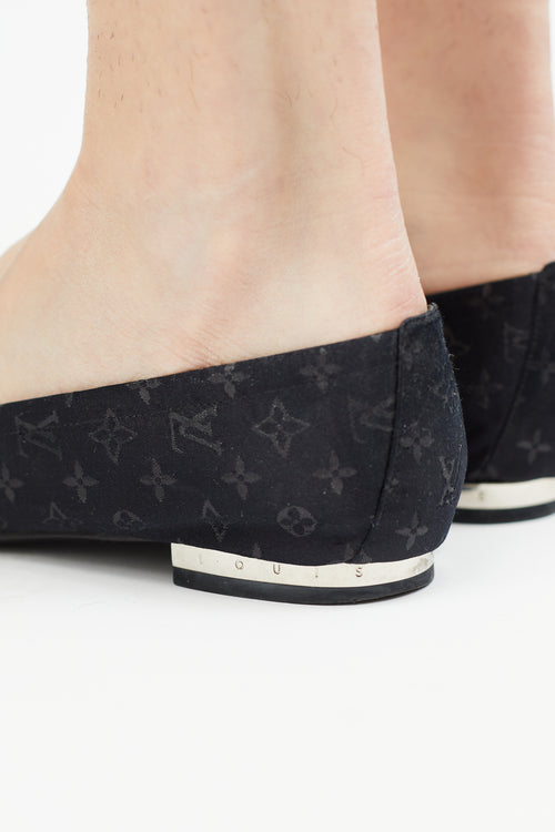 Louis Vuitton Black Satin Monogram Ballet Flat