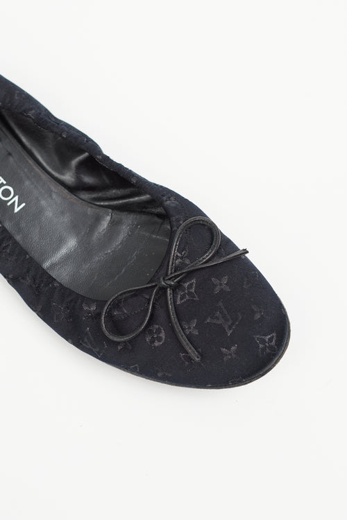 Louis Vuitton Black Satin Monogram Ballet Flat