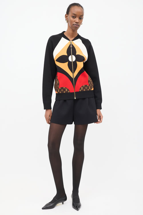 Louis Vuitton Black 
Multi Wool Monogram Intarsia Jacket