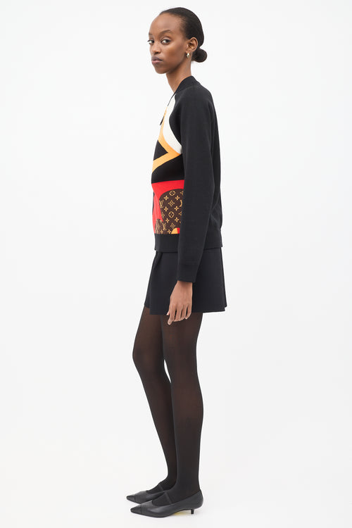 Louis Vuitton Black 
Multi Wool Monogram Intarsia Jacket