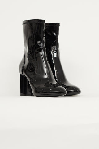 Louis Vuitton Black Patent Faux Leather Ankle Boot