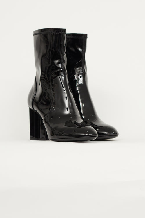 Louis Vuitton Black Patent Faux Leather Ankle Boot