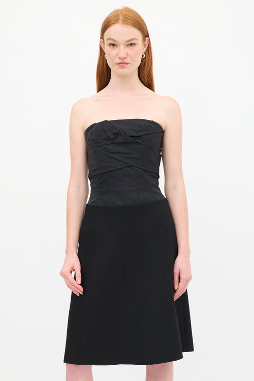 Louis Vuitton Black Strapless Corset Midi Dress