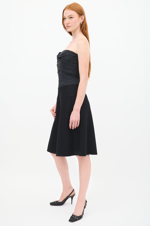 Louis Vuitton Black Strapless Corset Midi Dress