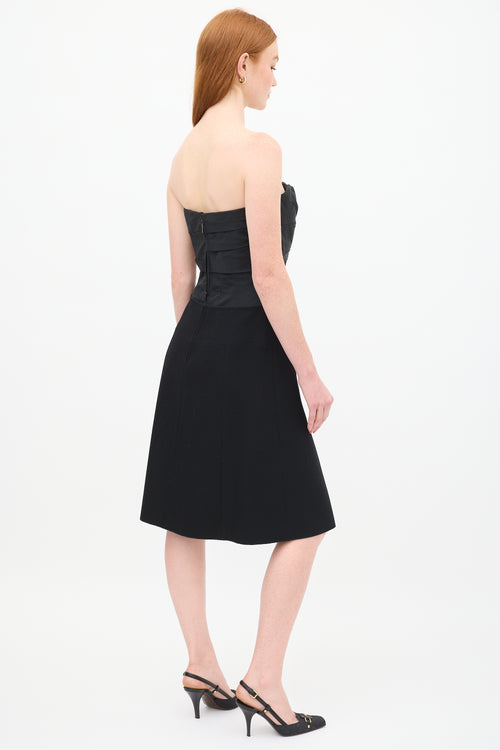 Louis Vuitton Black Strapless Corset Midi Dress