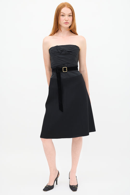 Louis Vuitton Black Strapless Corset Midi Dress