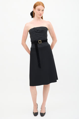 Louis Vuitton Black Strapless Corset Midi Dress