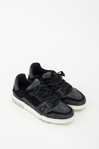 Louis Vuitton Black Leather LV Trainer Monogram Sneaker