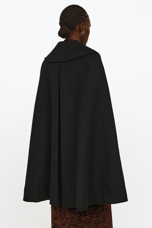 Louis Vuitton Black Wool 
Leather Trench Cape