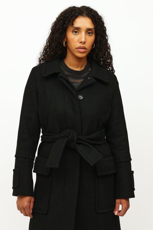 Louis Vuitton Black Cashmere Coat Belted Jacket