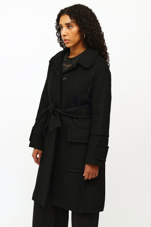 Louis Vuitton Black Cashmere Coat Belted Jacket