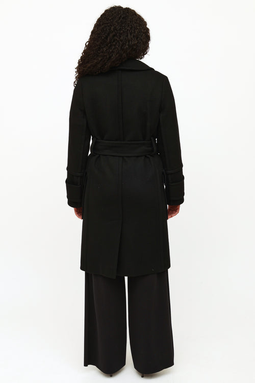 Louis Vuitton Black Cashmere Coat Belted Jacket