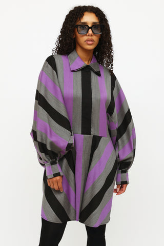 Louis Vuitton Purple, Black and Grey Striped Dress