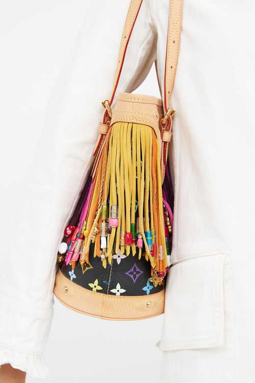 Louis Vuitton 2006 Black Murakami Fringe Bucket Bag