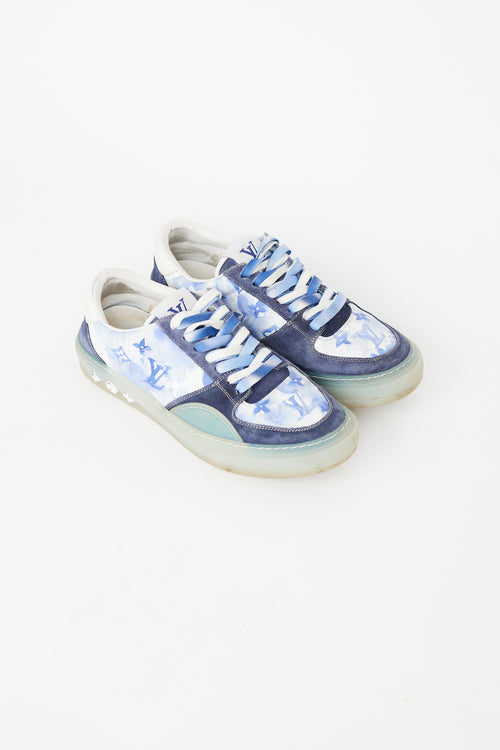 Louis Vuitton Blue 
White Watercolour Ollie Monogram Sneaker