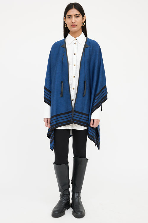 Louis Vuitton Tassle Leather Trim Cape Poncho