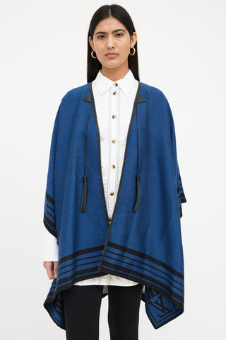 Louis Vuitton Tassle Leather Trim Cape Poncho