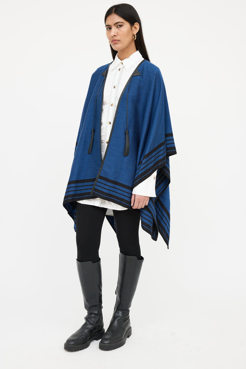 Louis Vuitton Tassle Leather Trim Cape Poncho