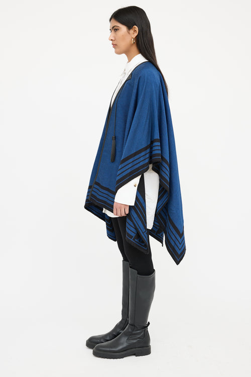 Louis Vuitton Tassle Leather Trim Cape Poncho