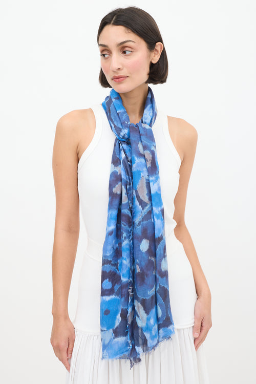 Louis Vuitton Blue Circular Fringe Scarf