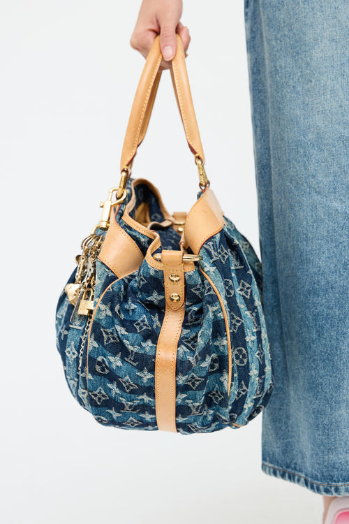 Denim Porte Epaule Raye Handbag