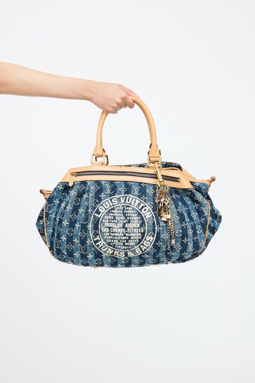 Denim Porte Epaule Raye Handbag