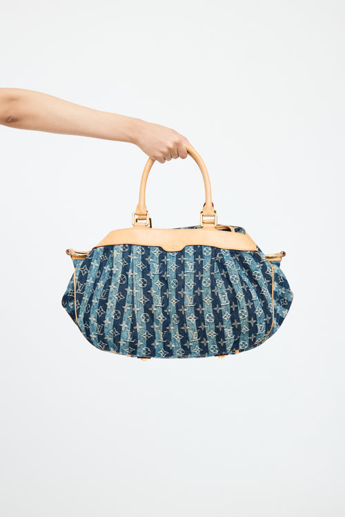 Denim Porte Epaule Raye Handbag