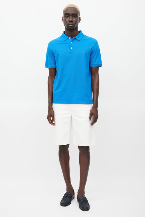 Louis Vuitton Blue Embroidered Logo Polo