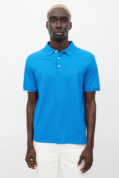 Louis Vuitton Blue Embroidered Logo Polo