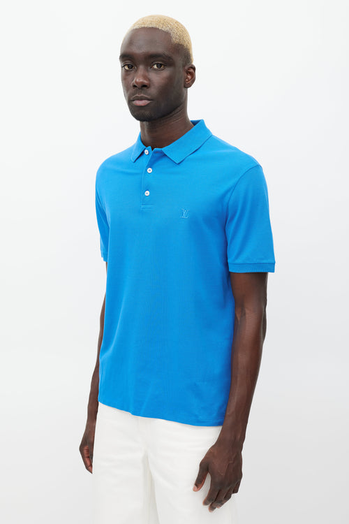 Louis Vuitton Blue Embroidered Logo Polo