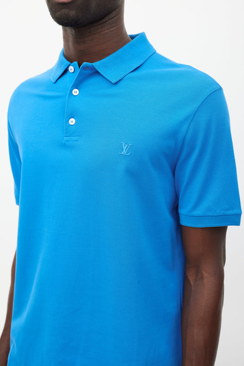 Louis Vuitton Blue Embroidered Logo Polo