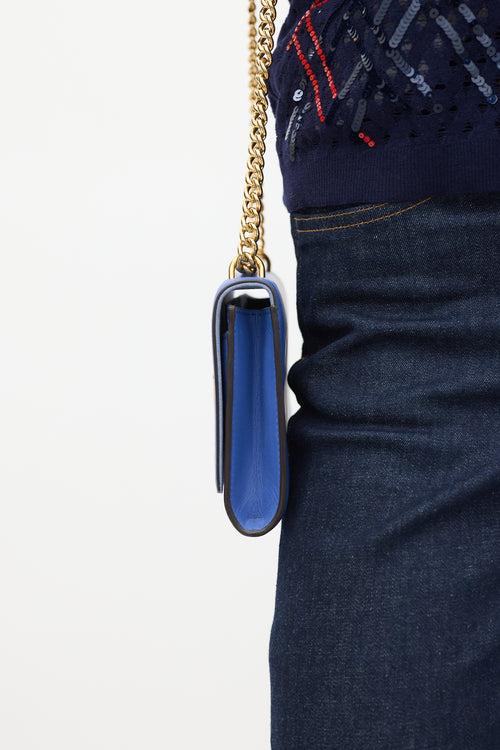 Louis Vuitton Blue Leather Louise GM Chain Clutch