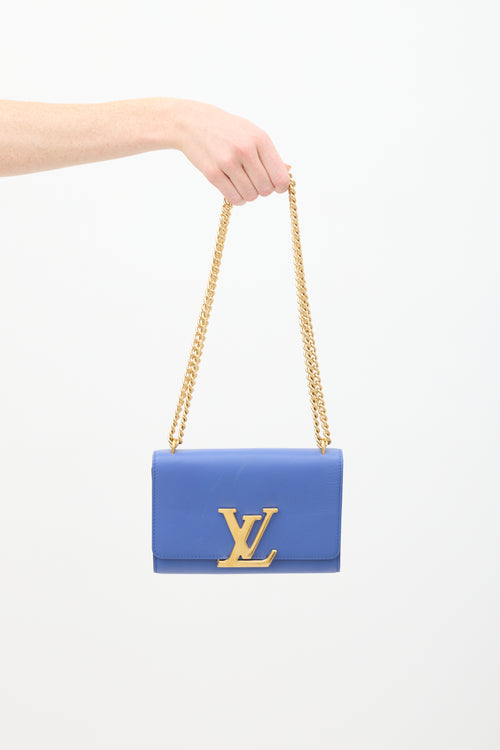 Louis Vuitton Blue Leather Louise GM Chain Clutch