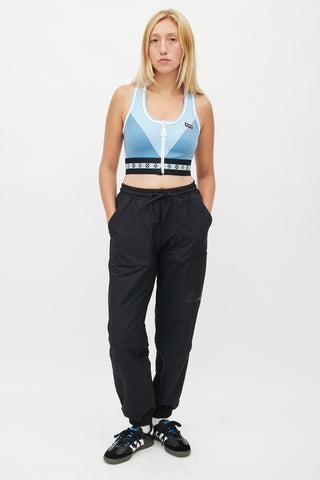 Louis Vuitton Blue Logo Tape Zip Up Sports Bra