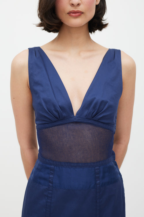 Louis Vuitton Blue Mesh Insert Dress