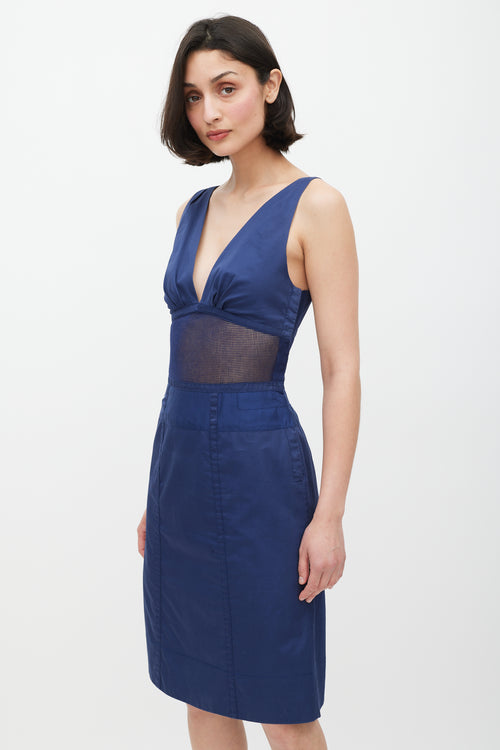 Louis Vuitton Blue Mesh Insert Dress