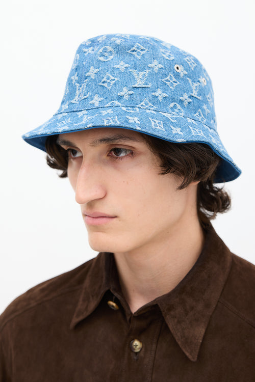 Louis Vuitton Blue Monogram Reversible Bucket Hat