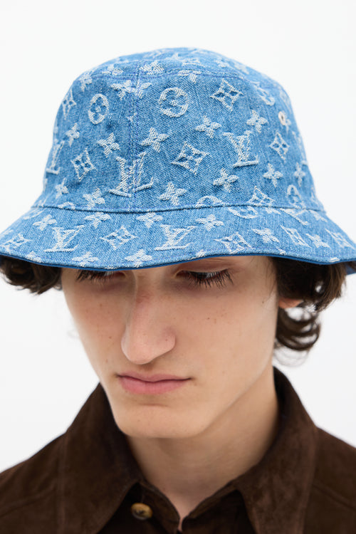 Louis Vuitton Blue Monogram Reversible Bucket Hat