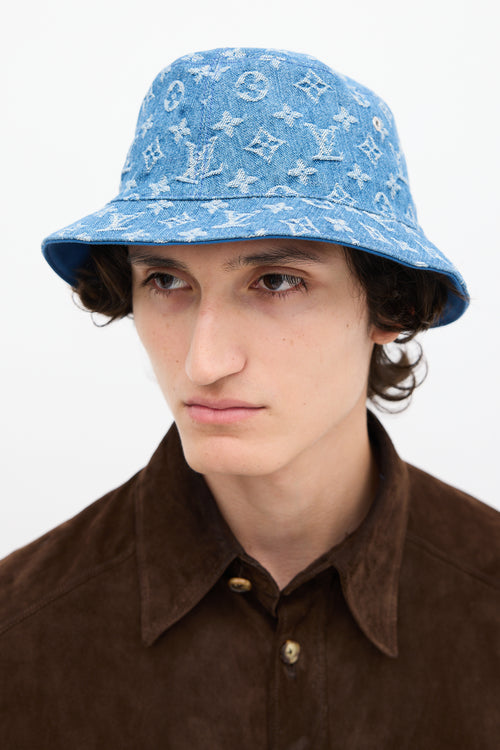 Louis Vuitton Blue Monogram Reversible Bucket Hat