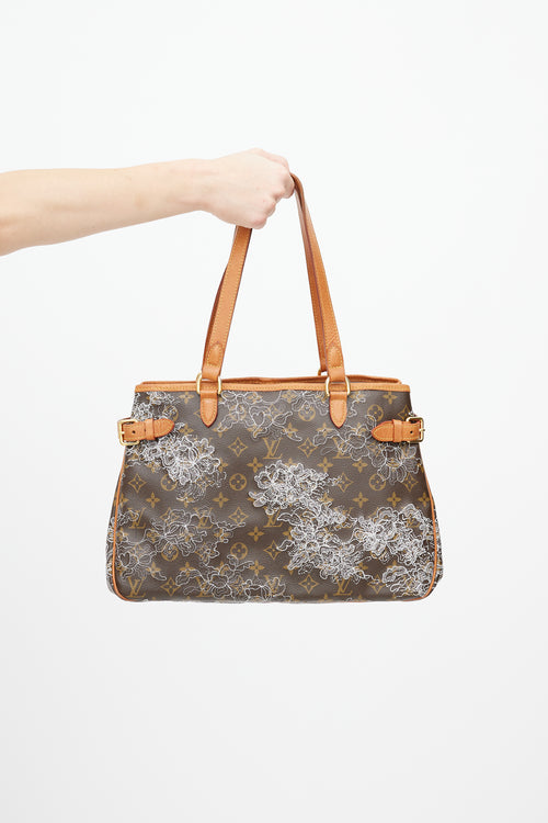 Louis Vuitton Brown 
White Dentelle Batignolles Monogram Bag