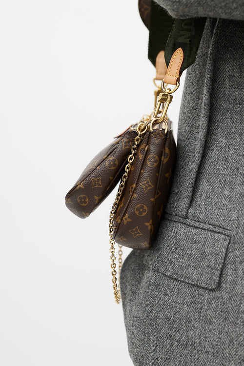 Louis Vuitton Brown 
Green Monogram Multi Pochette Accessoires Bag