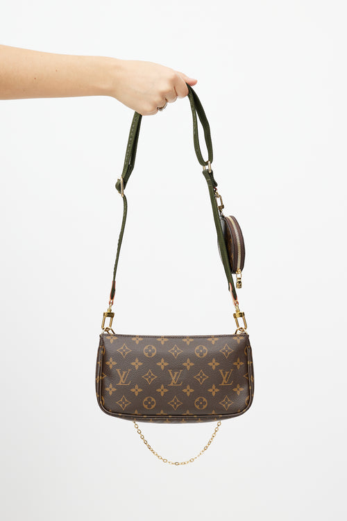 Louis Vuitton Brown 
Green Monogram Multi Pochette Accessoires Bag