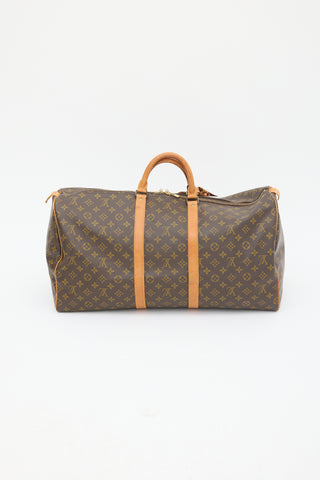 Louis Vuitton Brown Monogram Canvas Keepall 55 Duffle Bag