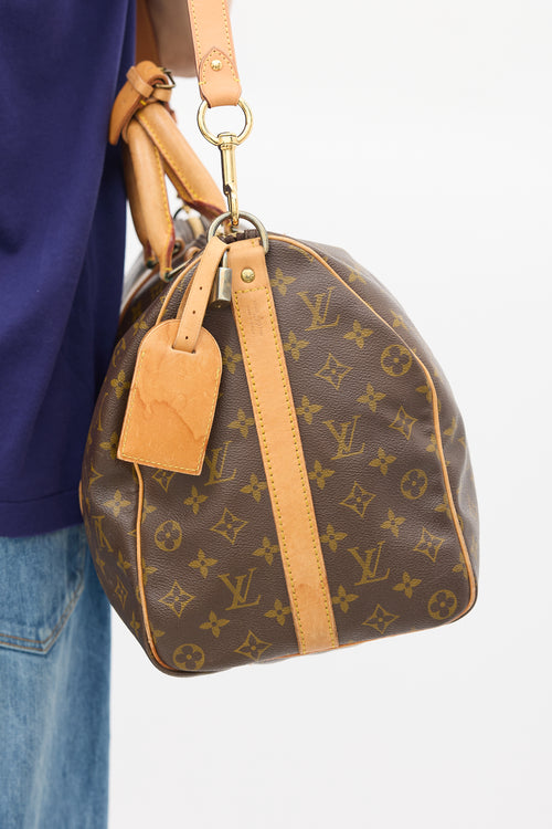 Louis Vuitton Brown Monogram Keepall Bandoulière 45 Duffle Bag