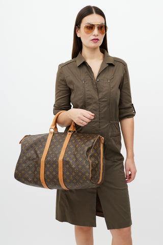 Louis Vuitton 1980s Brown Monogram Keepall Bandoulière 45 Duffle