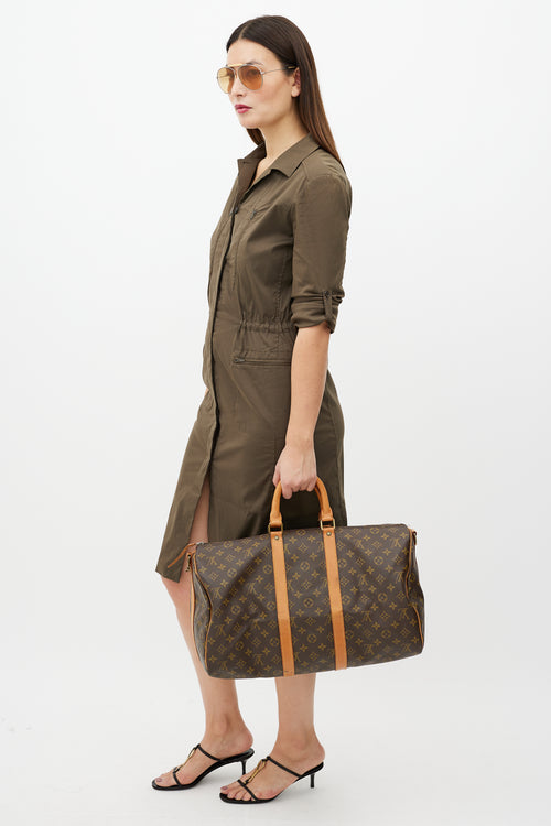 Louis Vuitton 1980s Brown Monogram Keepall Bandoulière 45 Duffle