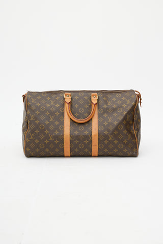 Louis Vuitton 1980s Brown Monogram Keepall Bandoulière 45 Duffle