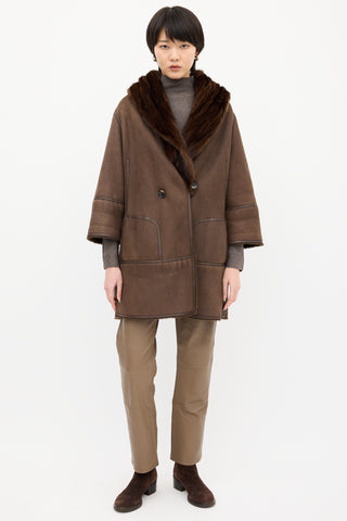 Louis Vuitton Brown Suede 
Shearling Coat